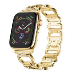 Ремешок из нержавеющей стали для Apple Watch Band 44 мм/40 мм Diamond correa iWatch Series 4 3 2 1 42 мм/38 мм браслет на запястье