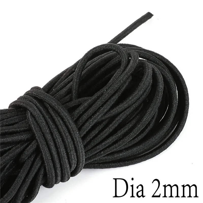 2 Meters Black Strong Elastic Rope Cords Bungee Shock Stretch String for Crafts DIY Outdoor Project Tents Kayak Boat Bag Luggage - Цвет: 2mm