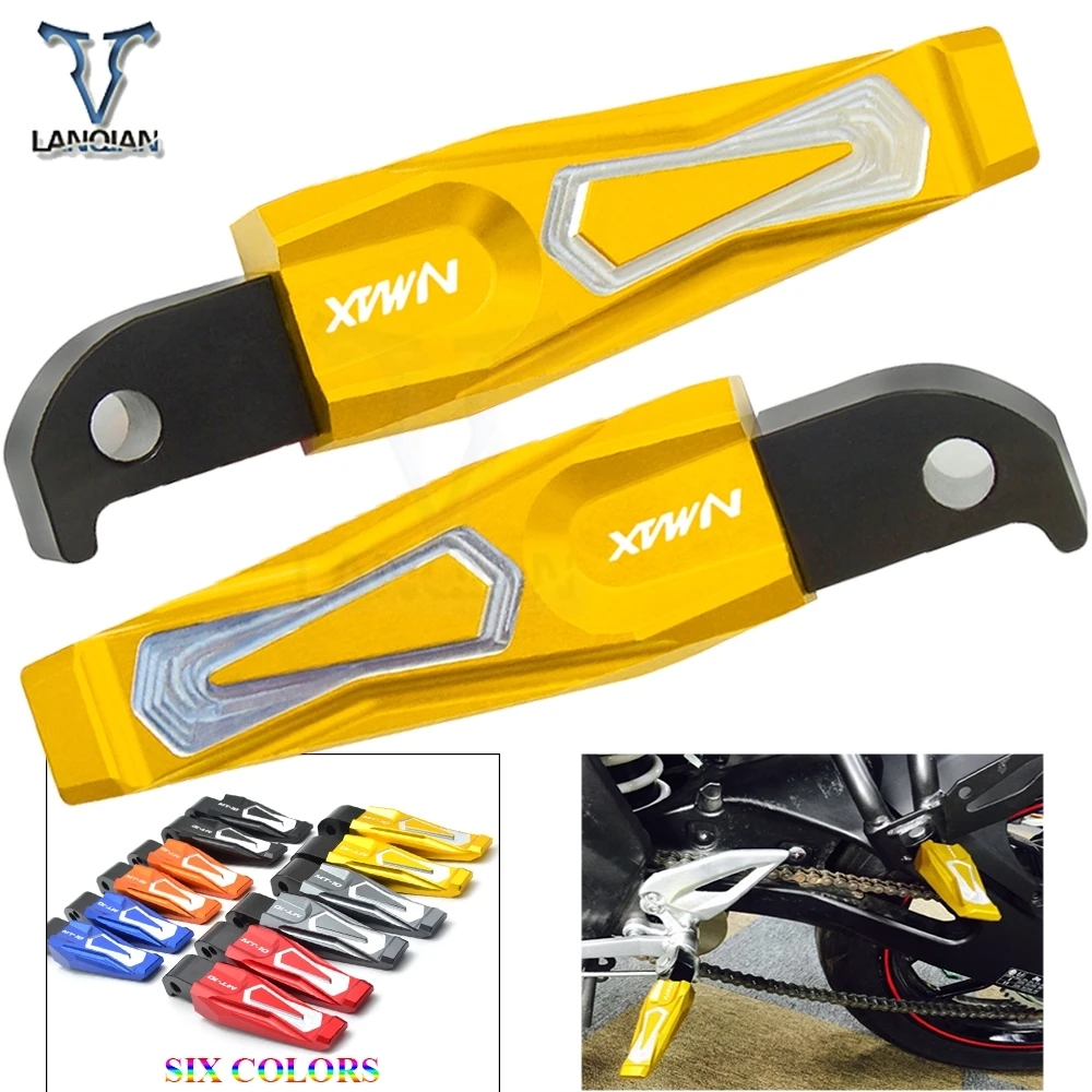 

CNC Aluminum Motorcycle Accessories Folding Rearset foot pegs Rear Passenger Pedals Footrests For YAMAHA NMAX logo