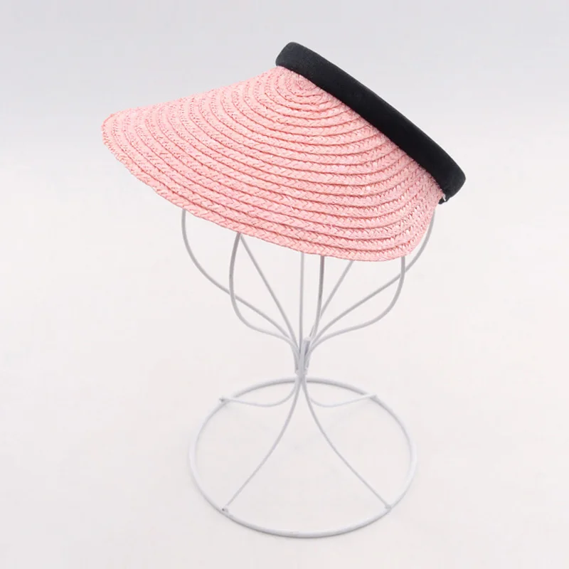 Ladies summer new fashion straw empty top hat ladies sun hat summer sunscreen sunshade beach hat straw hat TYM06 - Цвет: Розовый