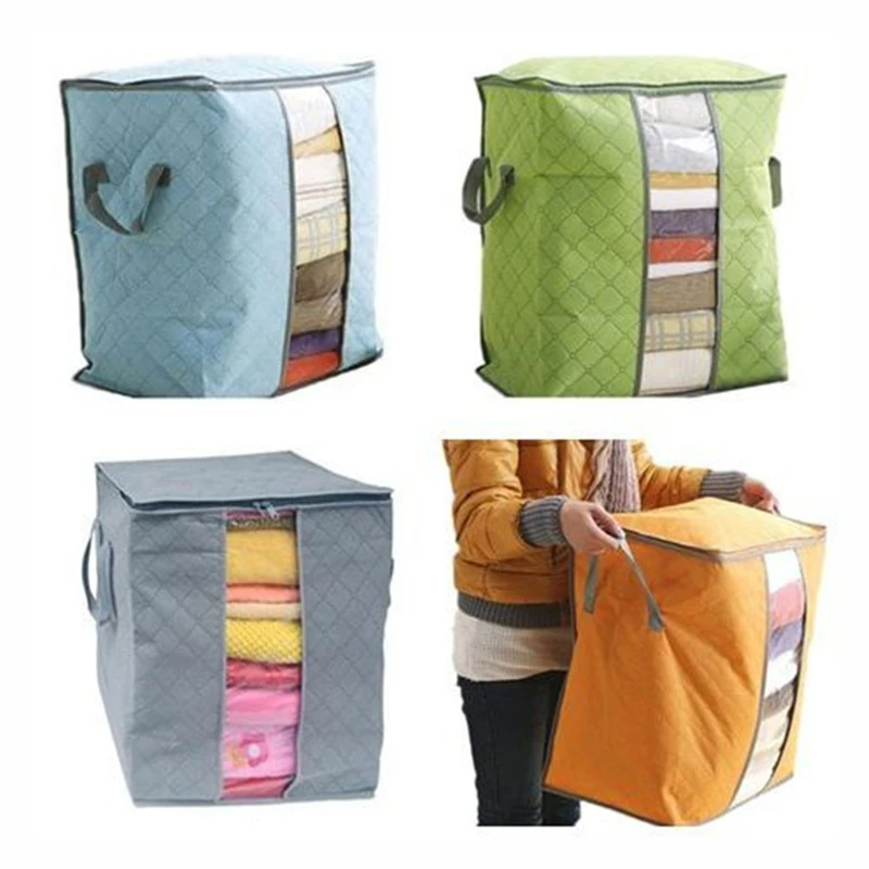 

Hoomall Cotton Home Storage Organizer Bags Portable Quilt Storage Bags Anti-dust Wardrobe Bamboo Clothes Bag Pouch Storage Box