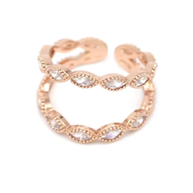 

2017 New Adjustable Double Layer Crystal Rings For Women Bijoux Charm Rose Gold-Color Ring Jewelry Wholesale cute gift