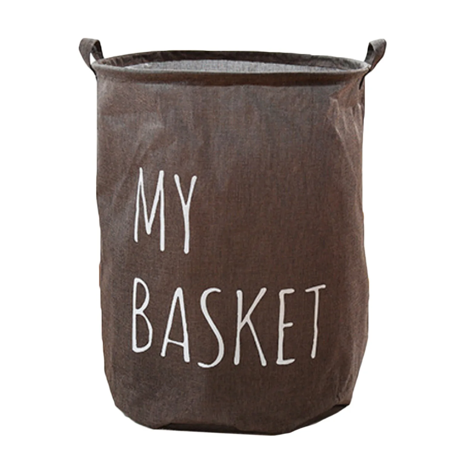 Brown Folding Storage Organizer with Handle Large Storage Basket Cotton Fabric Storage Damp-proof High-capacity Box for Clothes - Цвет: Brown