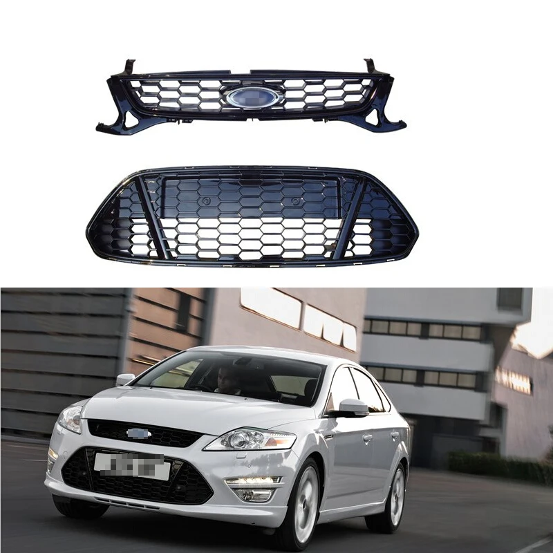 

1 Set Honeycomb front bumper radiator grill grille upper and lower kits for Ford Mondeo 2011-2012