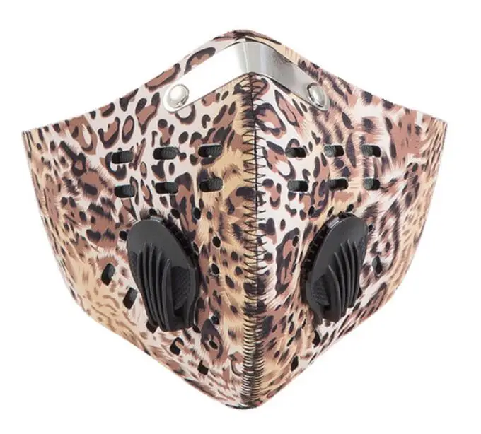 Brown Leopard 1 шт активированный уголь Пылезащитная дышащая сетка велосипедная лицевая маска PM2.5 Пылезащитная смога ветрозащитная защитная сетка - Цвет: Brown Leopard