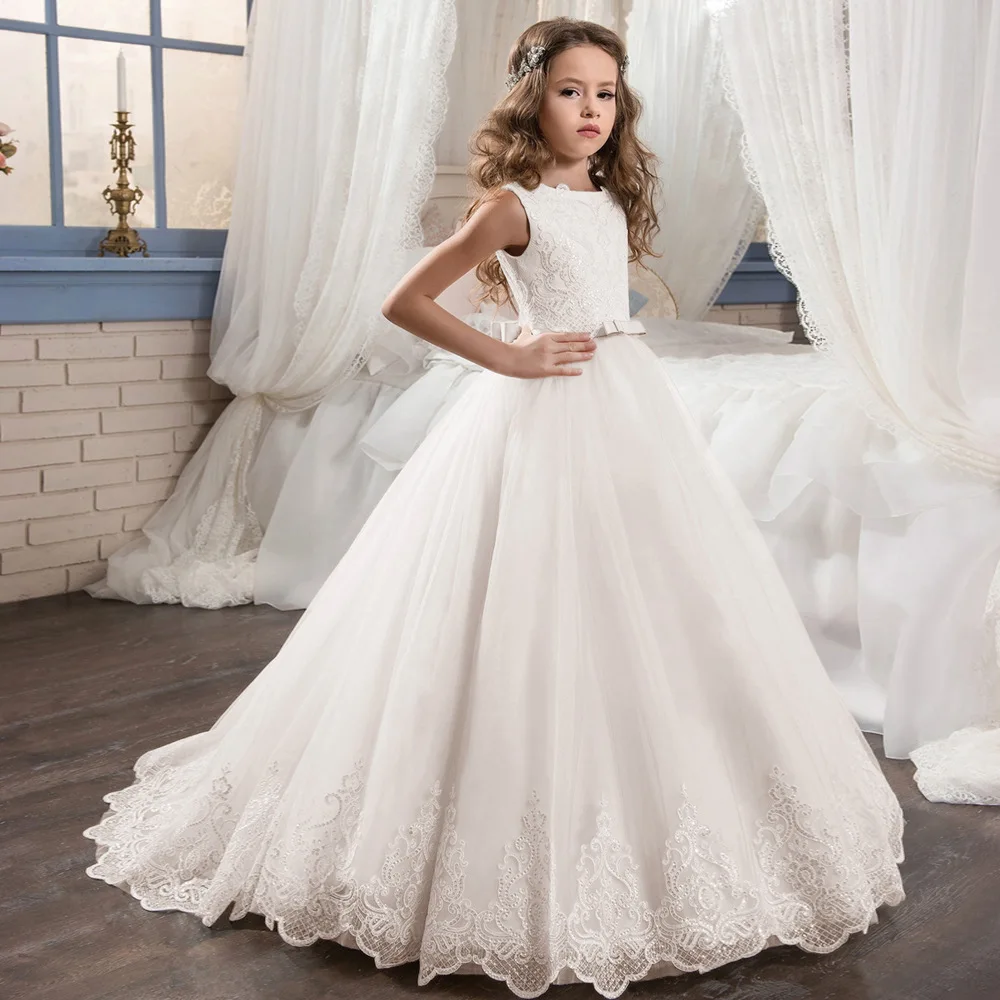 custom made Sequin lace sleeveless girl ball gown dress