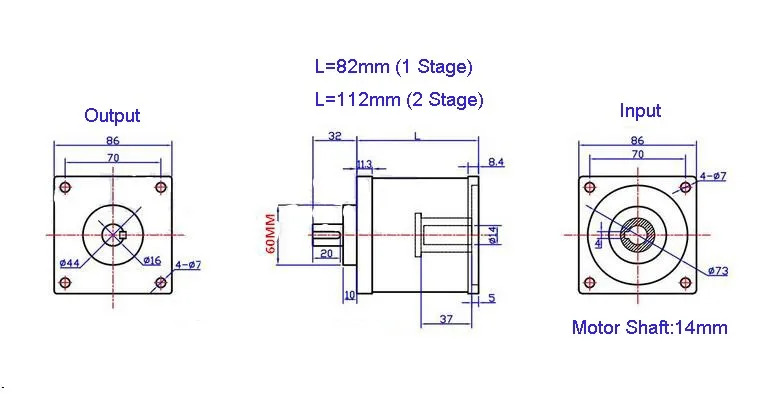 Вход 14 мм 10/16/24/30/36: 1 двигатель с высоким крутящим моментом Скорость редуктор планетарный редуктор шаговый Электродвигатель с редуктором NEMA34 редуктор