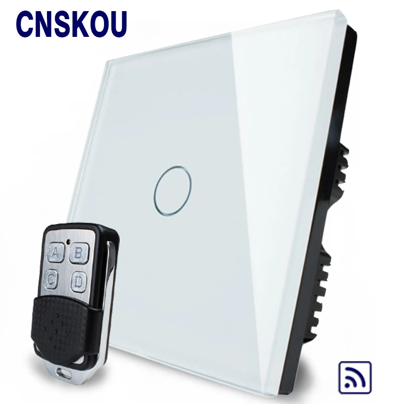 Cnskou UK Standard 1Gang1Way Crystal Glass Panel 220V Screen Remote Touch Switch with Controller Smart Home Manufacturer | Обустройство