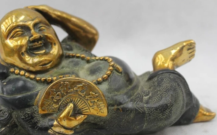 4"China Buddhism Folk Pure Bronze Lucky Money drawing Maitreya ... 4"China Buddhism Folk Pure Bronze Lucky Money drawing Maitreya ...
