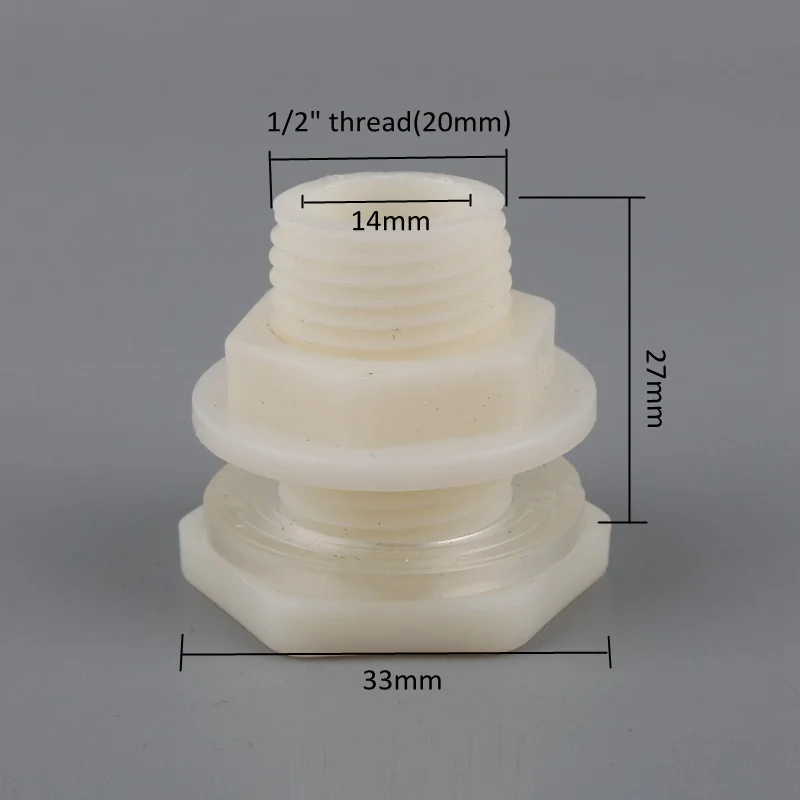 1pc 1/2" fish tank Bulkhead Pipe Joints ABS 20mm aquarium bucket water inlet outlet connector water tank drainage