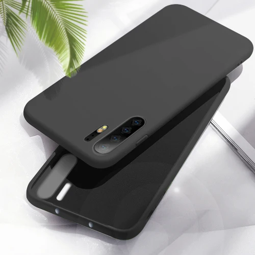 Жидкий силиконовый чехол для huawei P30 Pro тонкий мягкий чехол для телефона p 30 P30PRO p30lite светильник p30 чехол huawei p30 чехол - Цвет: Black