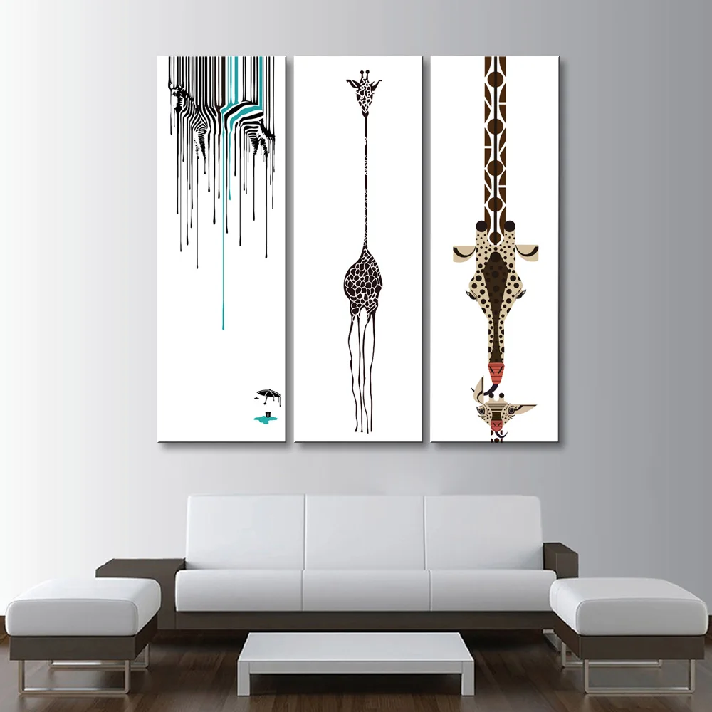 3 pieces high-definition print Giraffe and zebra painting canvas poster and wall art living room picture CJLBM-001 (2)