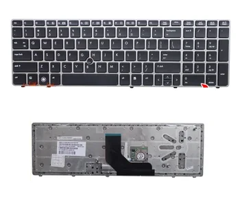 

SSEA New US keyboard with silver frame For HP for EliteBook 8560p 8570P 8560B 6560b 6565b black keyboard With pointing sticks