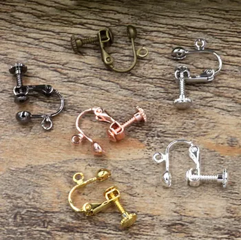 

Screw Clip Earring Converter for Non-pierced Ears with Loop Half Ball DIY Findings Settings Multi-color plated