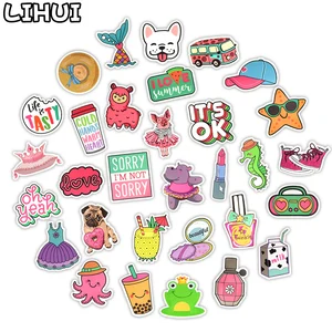 50 PCS Pink Girls Cute Stickers Trendy Kawaii Summer Beach Sticker For Suitcase Moto Car Laptop Guitar Bike Gifts Toys For Kids