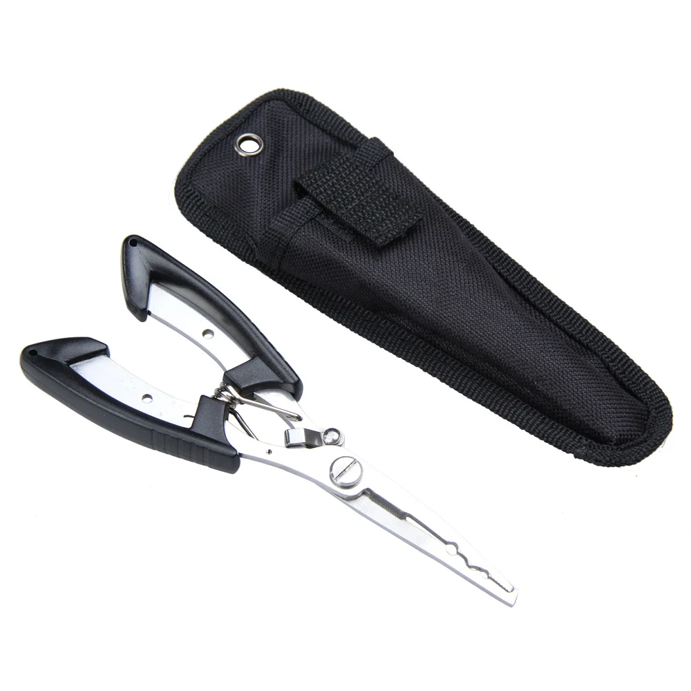 

16cm Stainless Steel Long Nose Fishing Pliers Scissors Line Wire Cutter Removal Hook Tackle Hand Tool (Black)