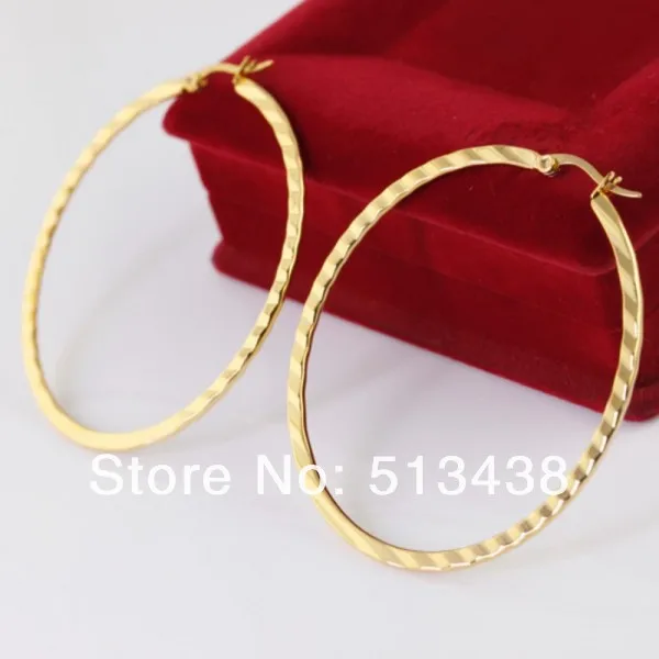 Nes088 Модные женские золотые очаровательные 55 мм круглые серьги-кольца из нержавеющей стали, ювелирных изделий