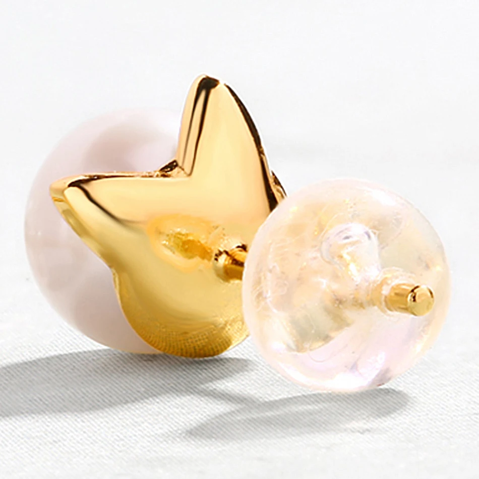 ALLNOEL Real pearl Stud Earrings For Women Solid 14K Gold Plated 925 Sterling Silver Gemstone Jewelry Cat Stud Earrings New Gift (5)