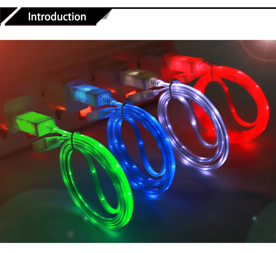 LED Light Luminous Phone Charger Charging Data Transfer 1M Shining Colorful data Line USB Charging Cable For Android Phone (2)