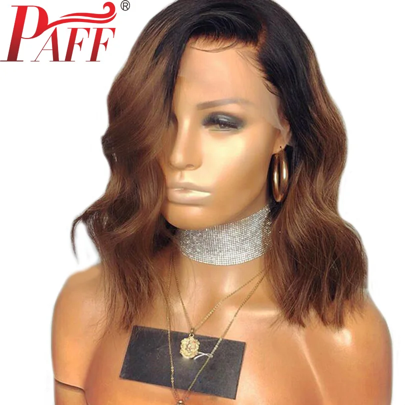 

PAFF Ombre Blonde Body Wave 4*4 Silk Top Glueless Lace Front Human Hair Wigs Natural Hair Remy Brazilian Hair Left Part Wigs