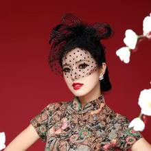 

Lady Girl Fascinator Wedding Party Veil Feather Hair Clip Hat Mesh Net Handmade