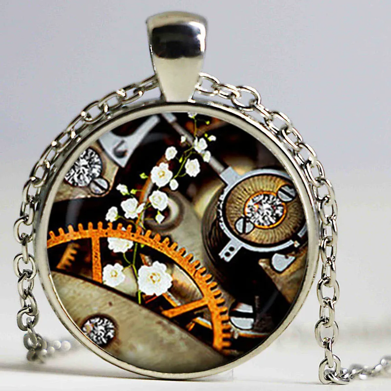 Steampunk watch Pendant. Steampunk clock Necklace. Steampunk art Retro