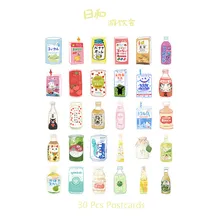 Вечерние напитки 30 шт./упак. японская Милая Открытка Мультфильм почтовая карта Закладка декоративные каваи подарки