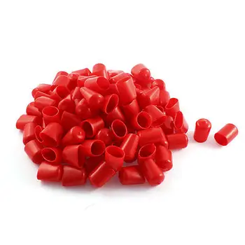 

100Pcs Red Soft Plastic PVC Insulated End Sleeves Caps Cover 16mm Dia