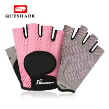 QUESHARK, женские противоударные перчатки для тяжелой атлетики с полупальцами, спортивные перчатки для тренажерного зала, фитнеса, Нескользящие прочные перчатки для гантелей, тренировочные перчатки XL