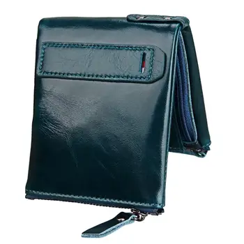 

men wallets 100% Cowhide Leather women Wallets Coin Purse Clutch Top Quality Retro Short Wallet organizer purse male wallet blue