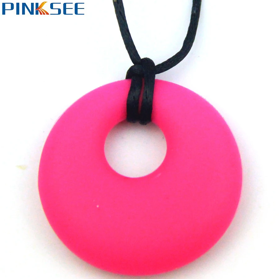 

Kids Baby Nursing Jewelry Teether Teething Necklace With Food Grade Silicone Teardrop Circle Pendant 9 Colors Free Shiping