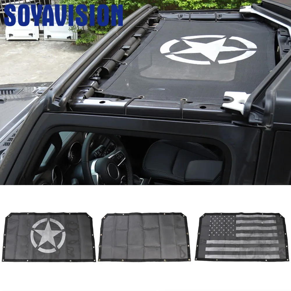 

Car Cover for Jeep Wrangler JL 2018+ Sunshade Roof Top Mesh Proof Protection Net Accessories for Jeep Wrangler JL Black
