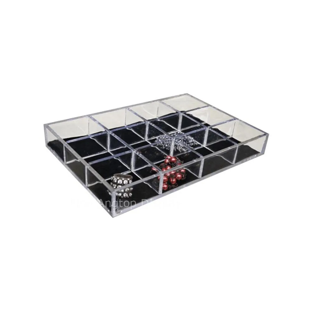 Hot Sale Acrylic DIY Jewelry Beads Making Storage Tray Earring Rings Display Box With Black Bottom