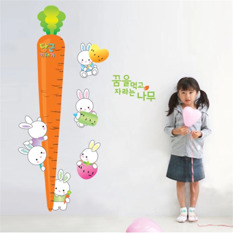 

1PC DIY Rabbits Carrot Height Growth Chart Wall Sticker Kids Boys Girls Nursery Decorative Decor Decal Poster Height Sticker