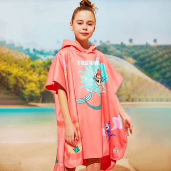 

Towelling Beach Robes dress Wearable Children Cape Absorbent Swimming Beach Towel Men Women Quick Drying Bath Towel Travel B6T