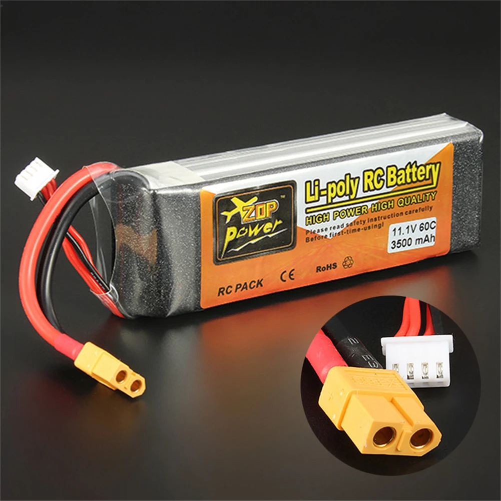 Reachargeable Lipo батарея ZOP power 11,1 V 3500mAh 3S 60C Lipo батарея XT60 штепсельные игрушки на радиоуправлении, модели, Лидер продаж