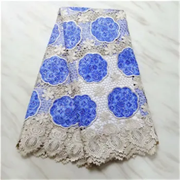 

Latest jacquard prints fabric guipure lace with stones 2019 high quality lace cotton french cord mesh lace 5yards/lot PLG-50