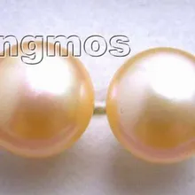 Распродажа большие 12-13 мм натуральные розовые Пресноводные плоские жемчужные серьги и Стерлинговое Серебро 925 Стад!-ear287_13 оптом/в розницу