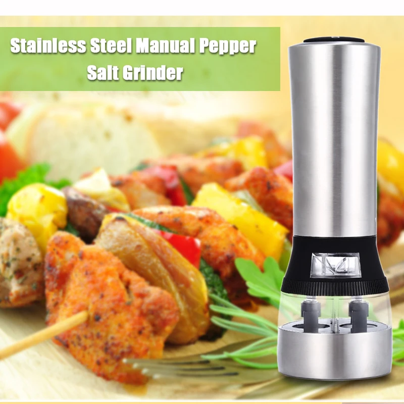 

2 In 1 Electric Stainless Steel Pepper Salt Mill Grinder Top Quality Kitchen Tool Pepper Herb Mill Grinder Kitchen Cooking Tools