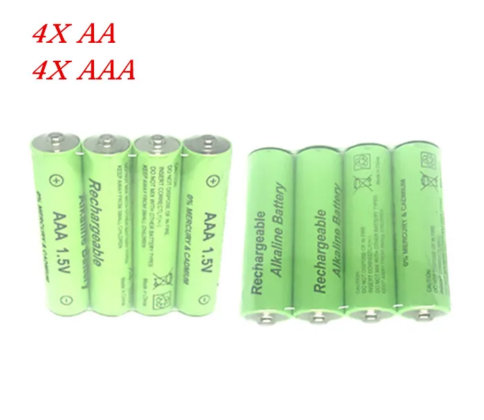 

Cncool 4pcs 1.5V AA 3000mah Alkaline Rechargeable battery + 4pcs 1.5V AAA 2100mAh Alkaline battery for led light toy mp3