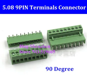 

5.08 5.08mm 9pin 9-Pin Terminal plug type 300V 10A 5.08mm pitch connector pcb screw terminal block 90 degree