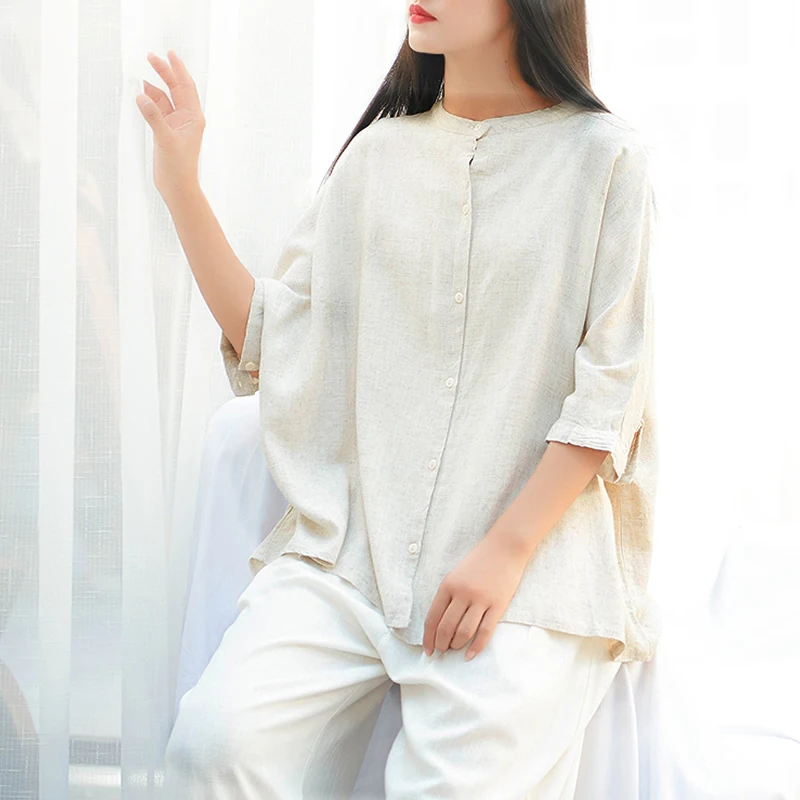 plus size white linen shirt