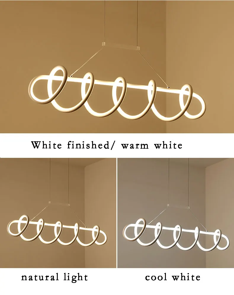 Luzes para Sala de Estar Sala de Jantar Novo Estilo Preto Branco Moderno Led Pingente Acrílico Lâmpadas Casa Design Ac110v 220 v - 17 Novo estilo pretobranco moderno led pingente luzes