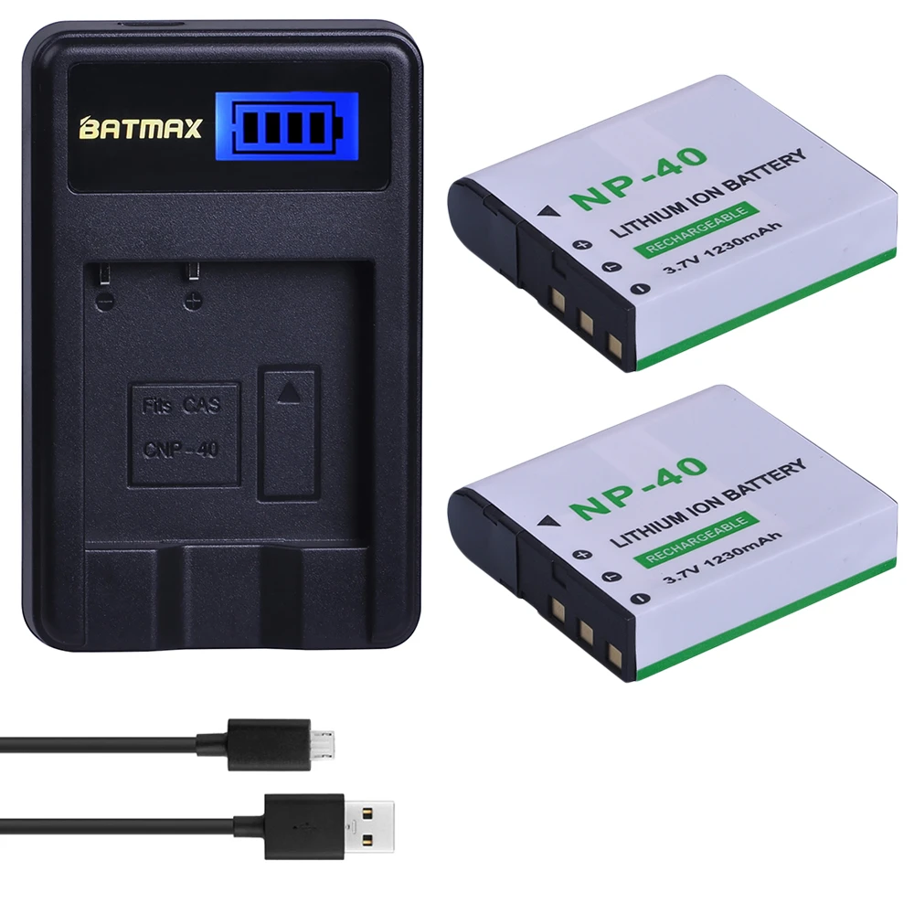 Charger For Casio Z50 EX-P505//P600//P700 PM200 2X NP-40 CNP40 Camera Battery