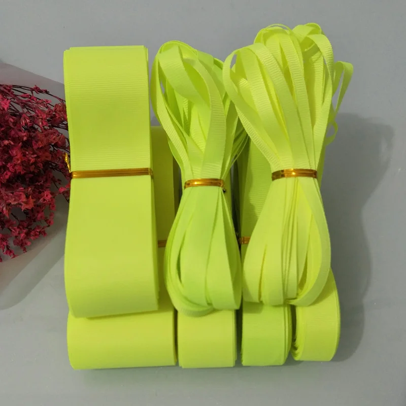 

10yards ( 9meters ) 6mm 9mm 15mm 19mm 25mm 38mm 50mm Width Fluorescent Polyester Solid Color Grosgrain Ribbons