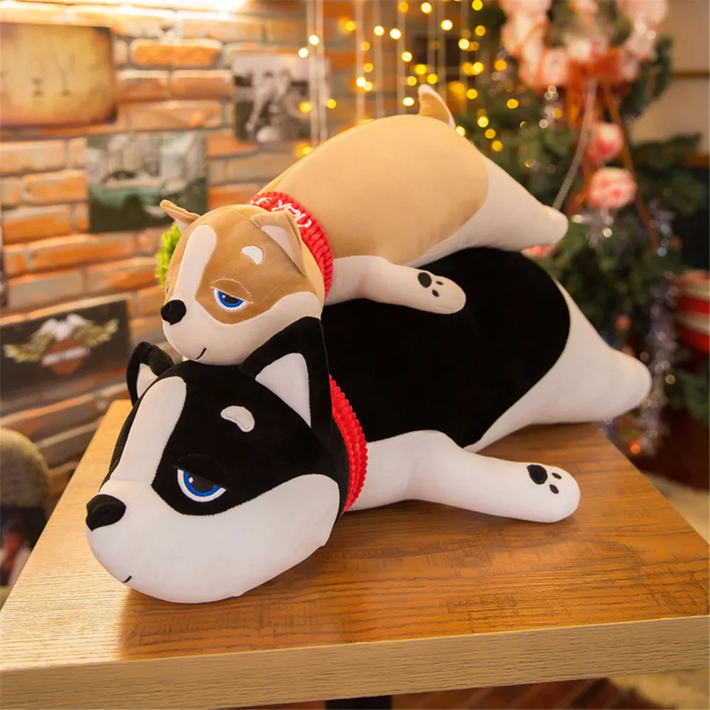 Fancytrader Pop Soft Lying Animal Shiba Inu Plush Pillow Anime Akita Doll Cartoon Dog Pillow for Valentine's Day Present8