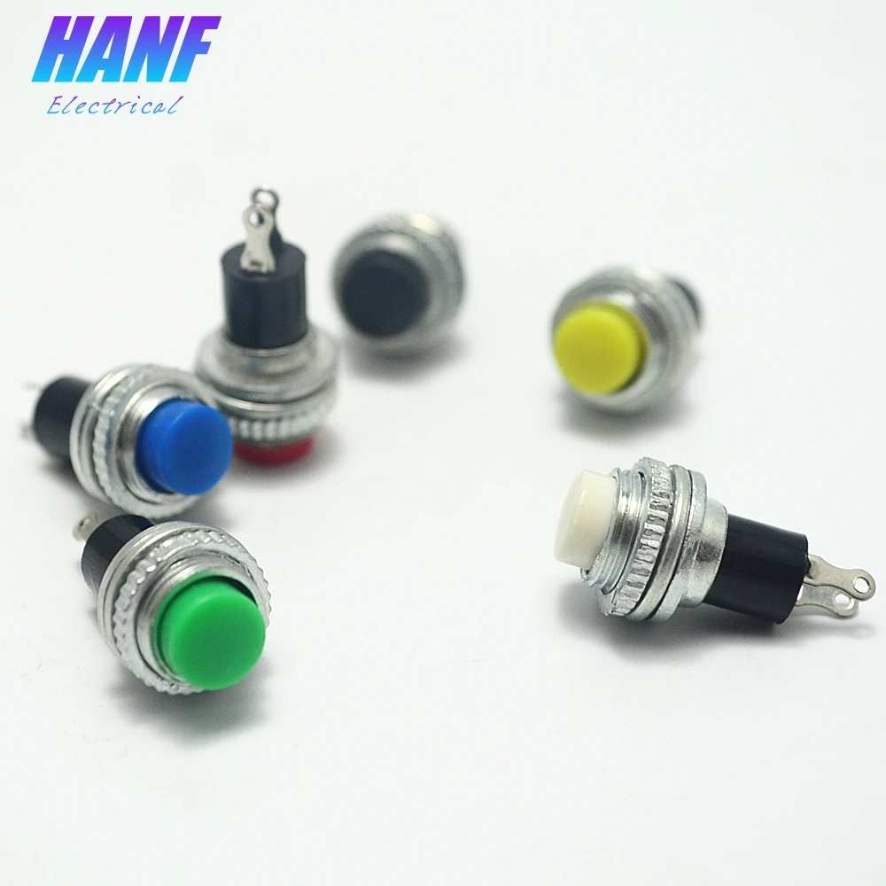 6pcs 1NO Momentary  10mm Colourful Mini Push Button Switch Self-return High Head 2pins 0.5A/125V 