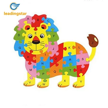 

RCtown Wooden Cartoon Lion King Puzzle Intelligence Jigsaw 26 Letter Kid Learing Educational Toy for Kids zk30