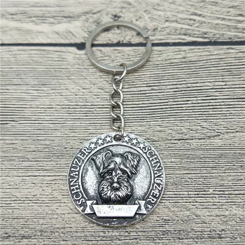 

Elfin Vintage Schnauzer Keychains Antique Silver Plated Schnauzer Key Chains Keyrings Pet Dog Jewellery