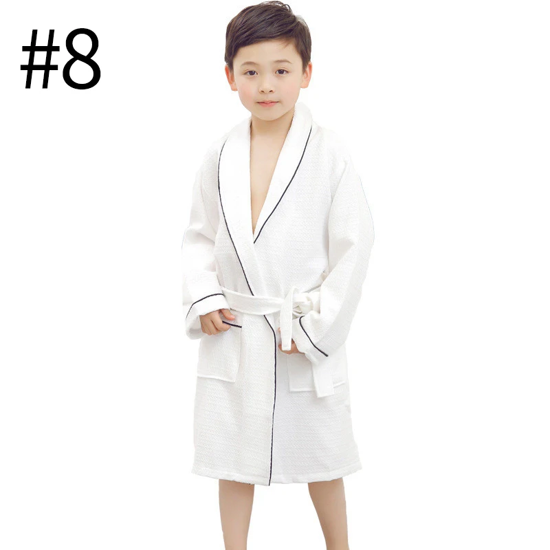 1piece Robes Lace-up Kids Robes Soft Children's Bathrobes Cotton Sleepwears Kids Pajamas Kids Homewear Solid Color Sleepwears - Цвет: style8 2XL